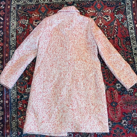 J. Crew Pink and White Tweed Pea Coat Size 2 - Picture 3 of 3